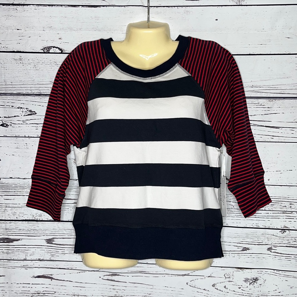 Sundays by We Are Sundays NWT Size One (XS) Blue Striped Knit Top Shirt